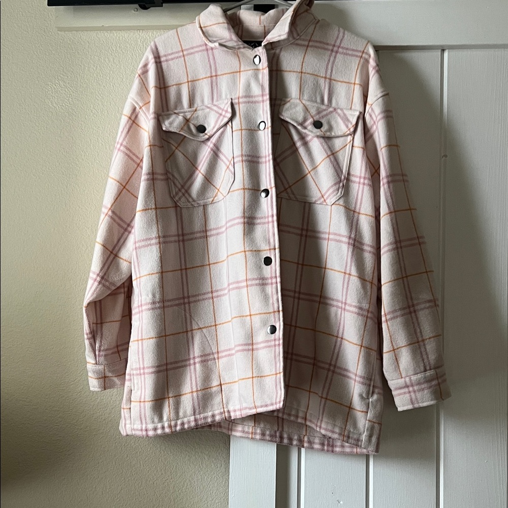 Plaid Women's Utility Jacket in Pink and Orange